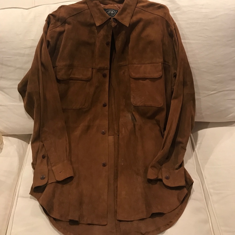 Men’s British khaki suede shirt